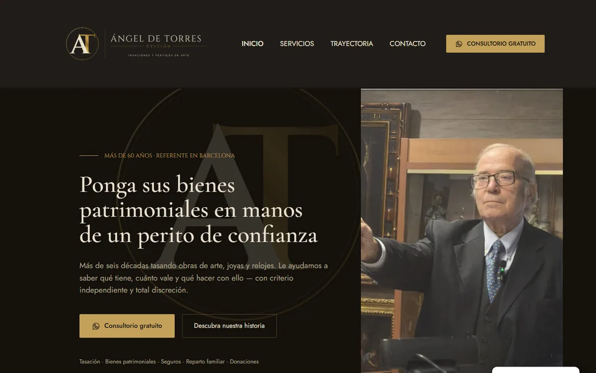 Ángel de Torres Gestió website designed by Roilab