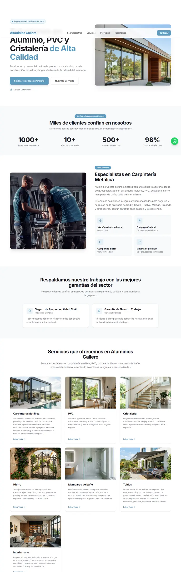 Web de Aluminios Gallero creada por RoiLab