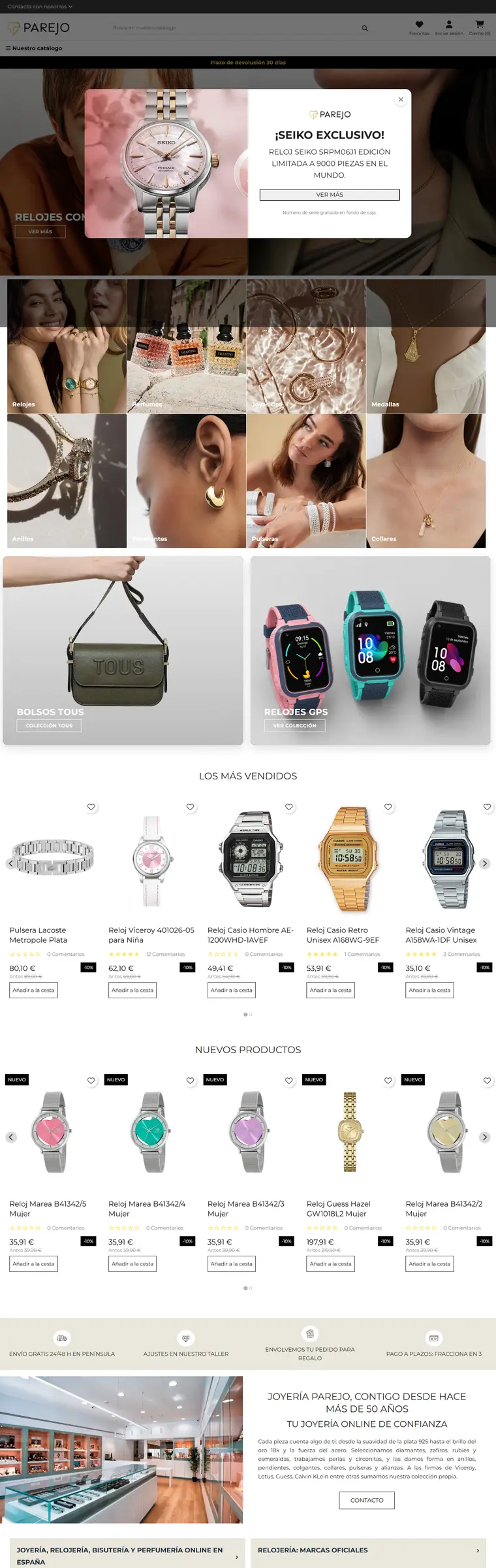 Web de Joyería Parejo creada por RoiLab