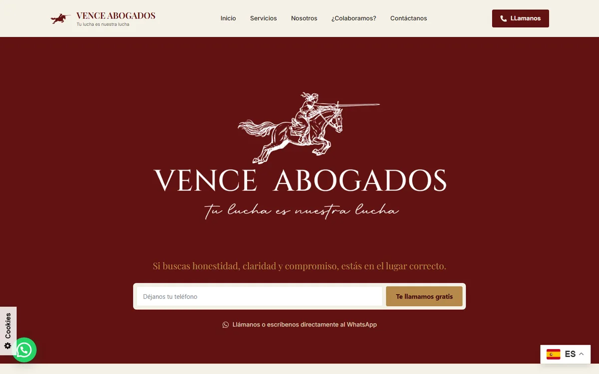 Vence Abogados website designed by Roilab